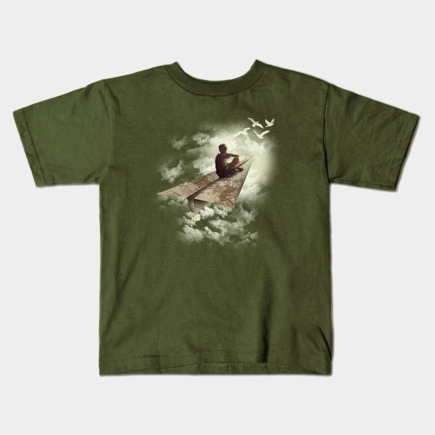 Paper Aeroplane Kids T-Shirt by DANDINGEROZZ